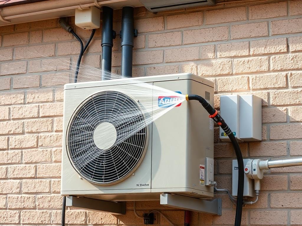 تنظيف الوحدة الخارجية للمكيف بالماء