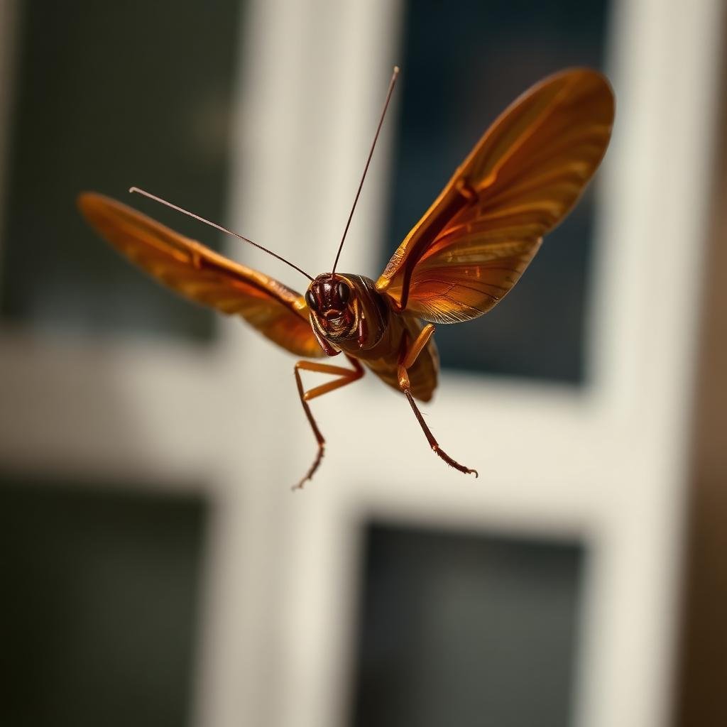 الصرصور الأمريكي طائراً بأجنحته الكاملة