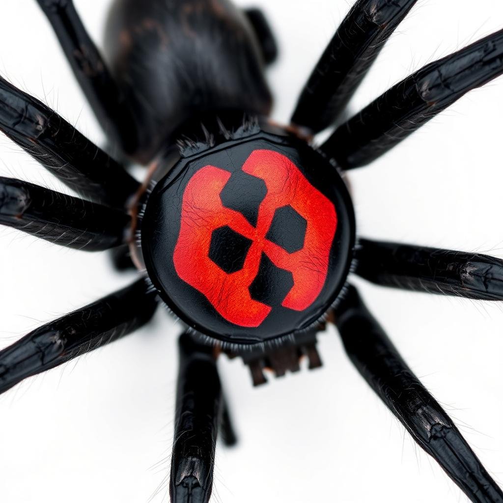 عنكبوت الأرملة السوداء مع العلامة الحمراء المميزة على البطن