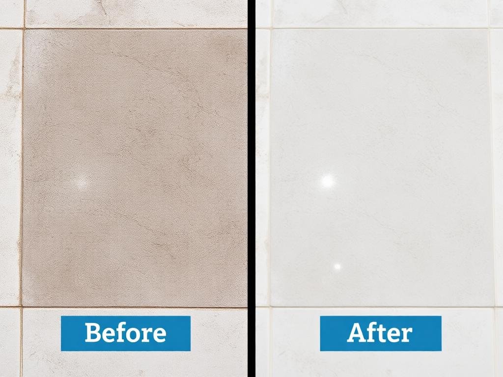 نتيجة تنظيف البلاط من الأسمنت - قبل وبعد