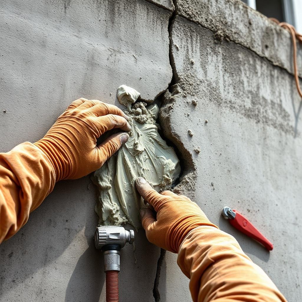 ترميم شق في خزان خرساني بالمونة