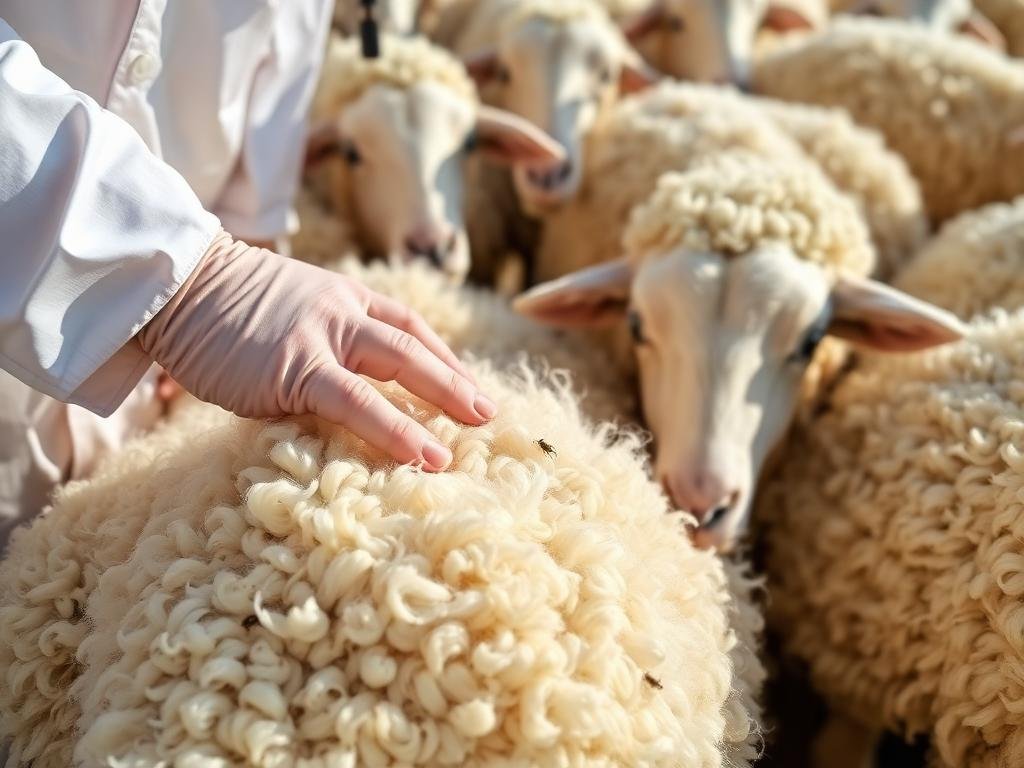 فحص صوف الأغنام للكشف عن البراغيث والطفيليات