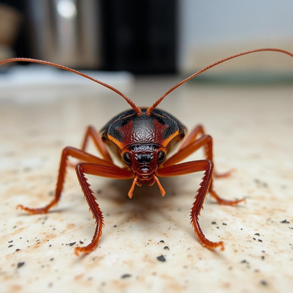 الصرصور الألماني بخطين داكنين على الظهر