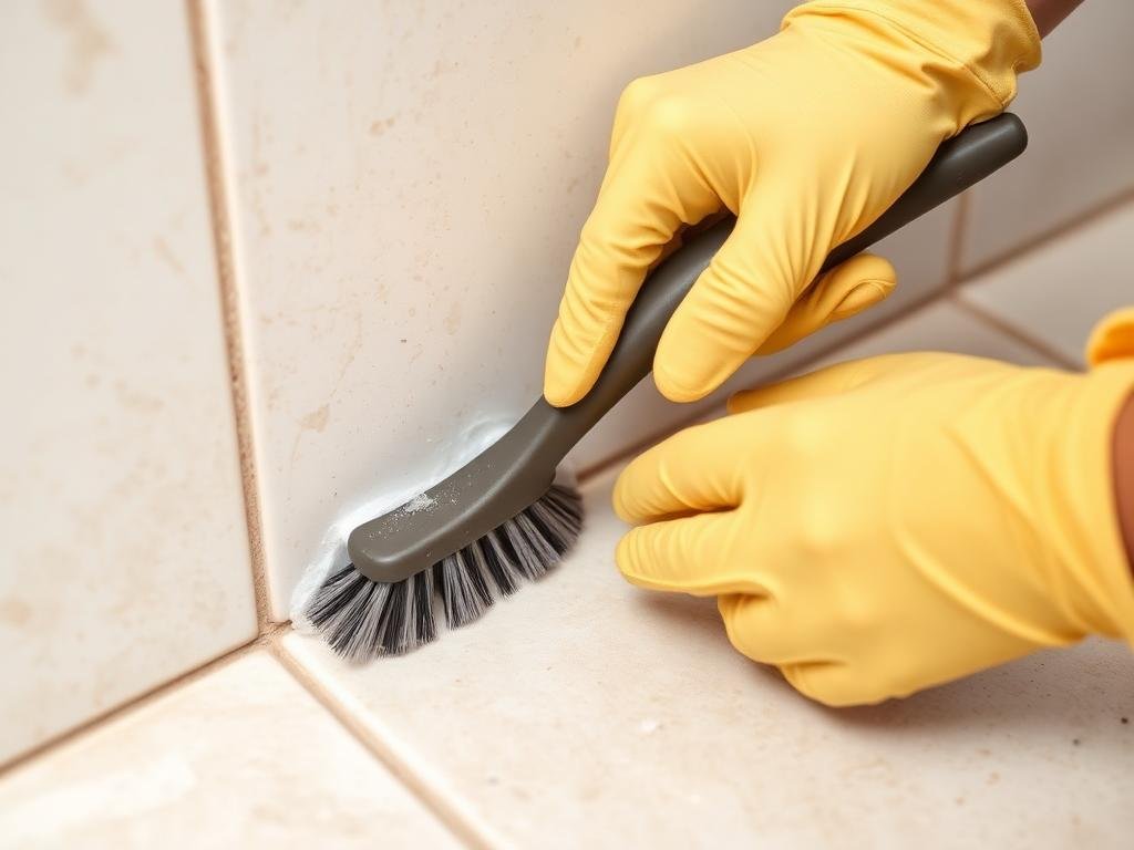 تنظيف فواصل السيراميك بالفرشاة