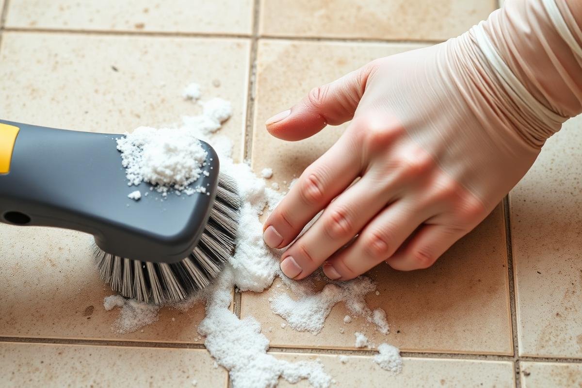 تقنية تنظيف فواصل البلاط بالفرشاة