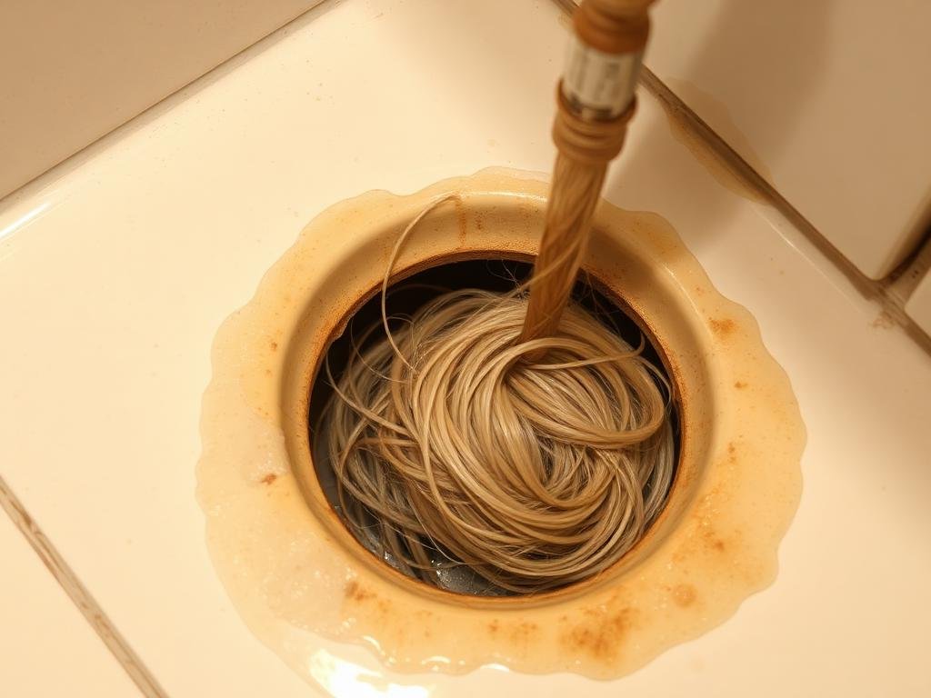 تراكم الشعر في مصرف الحمام