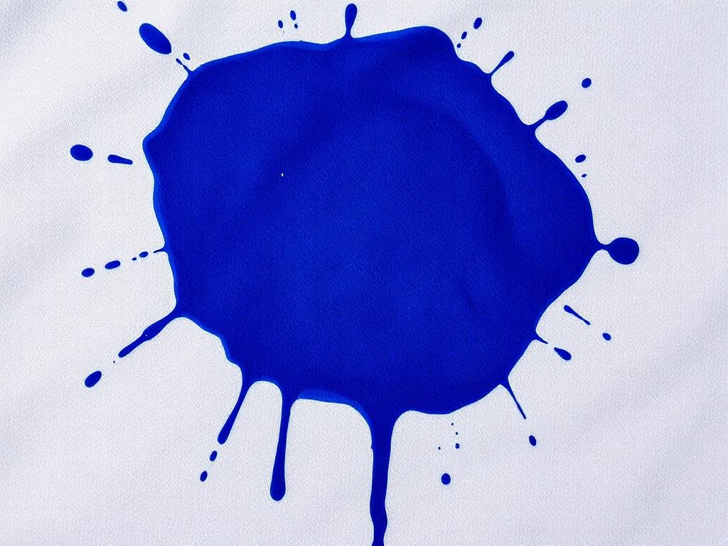 بقعة حبر أزرق على قماش أبيض