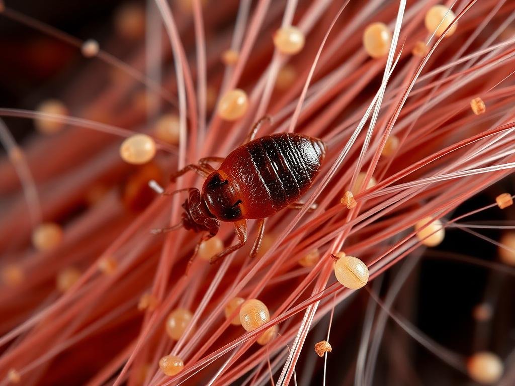 بيض القمل الصئبان على الشعر
