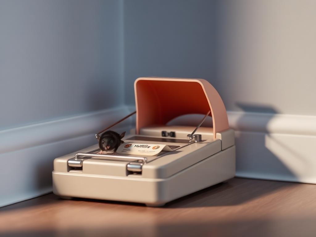 مصيدة فئران حديثة موضوعة بشكل صحيح بالقرب من الجدار