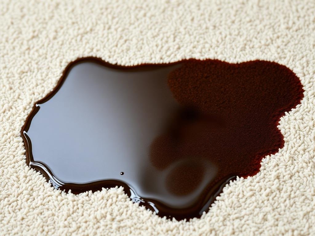 بقعة زيت على سجادة بيضاء قبل التنظيف