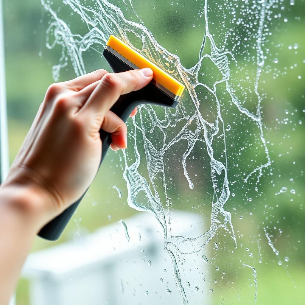 استخدام الممسحة المطاطية لتنظيف النافذة بالطريقة الصحيحة