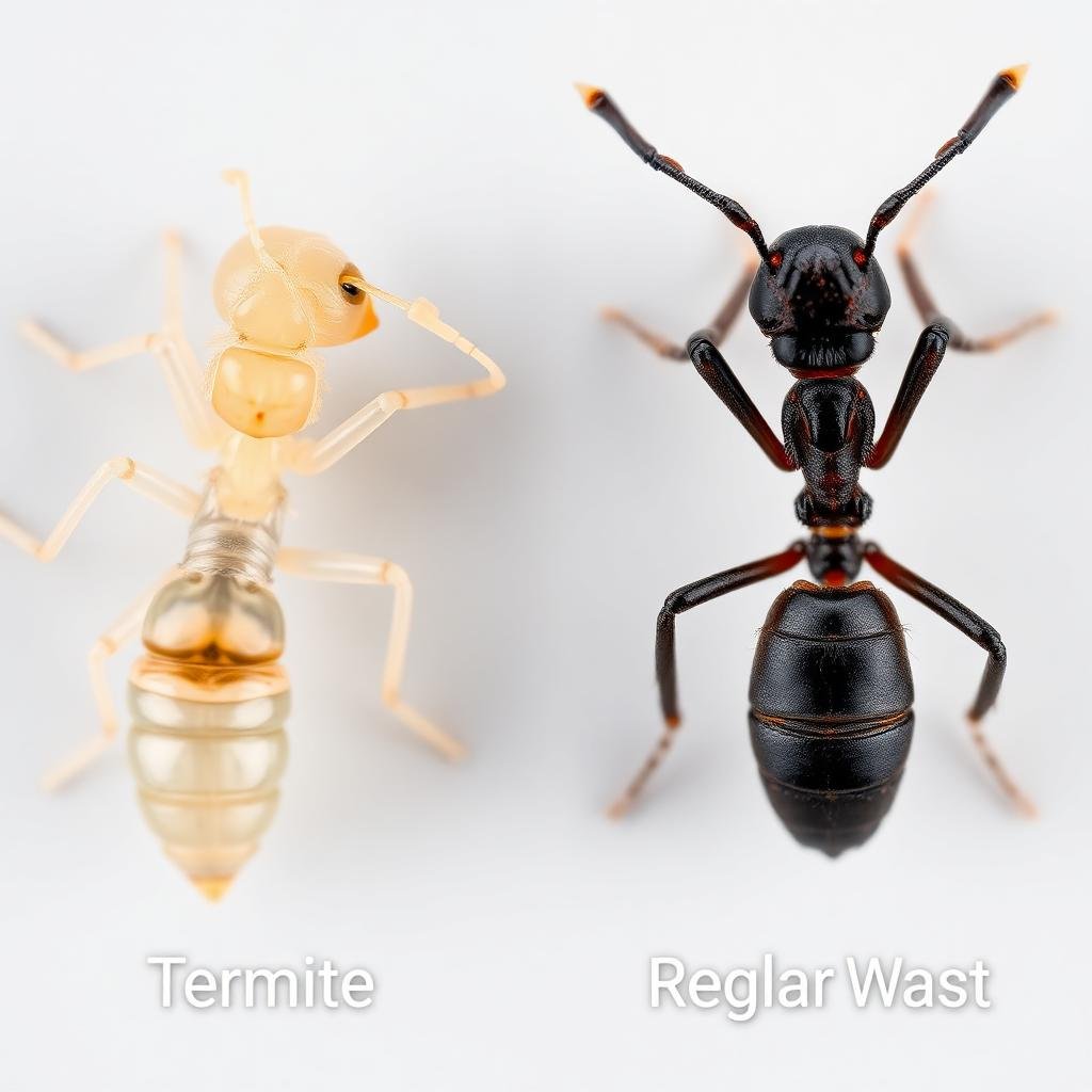 مقارنة بين النمل الأبيض والنمل العادي جنباً إلى جنب