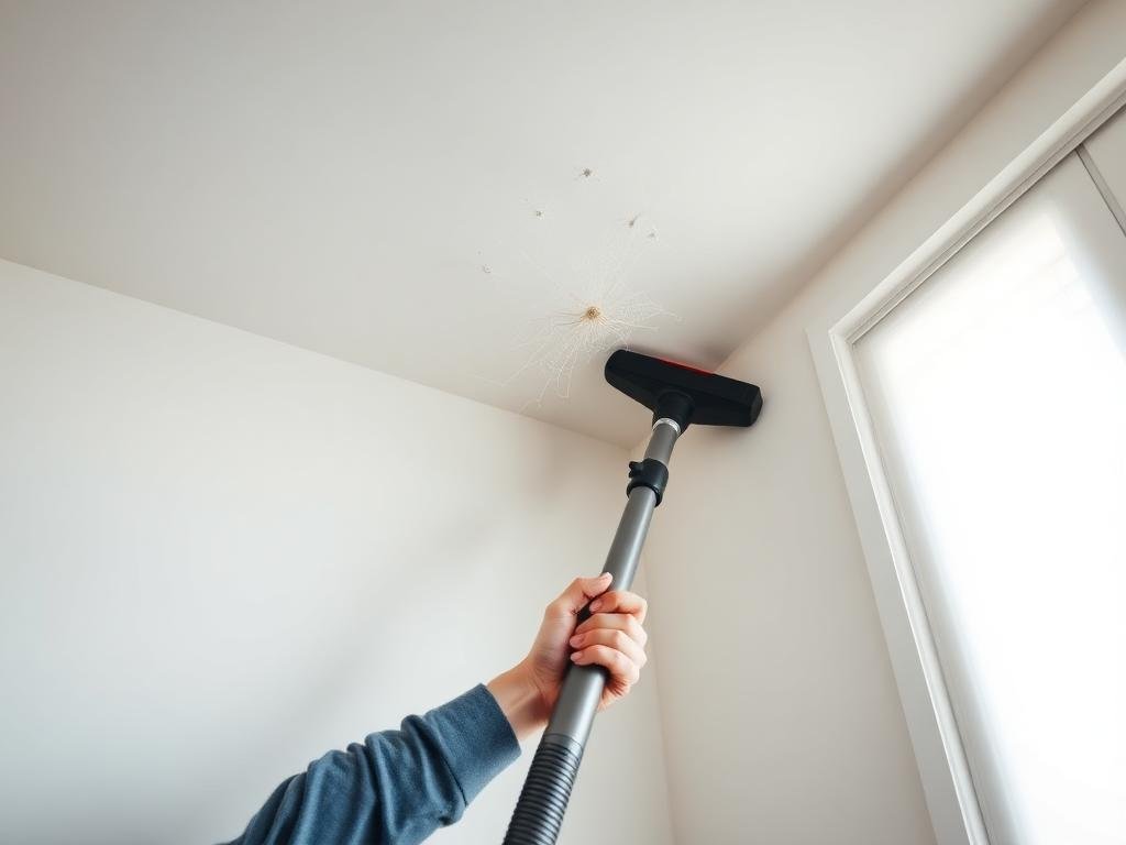 تنظيف شبكات العنكبوت بالمكنسة الكهربائية