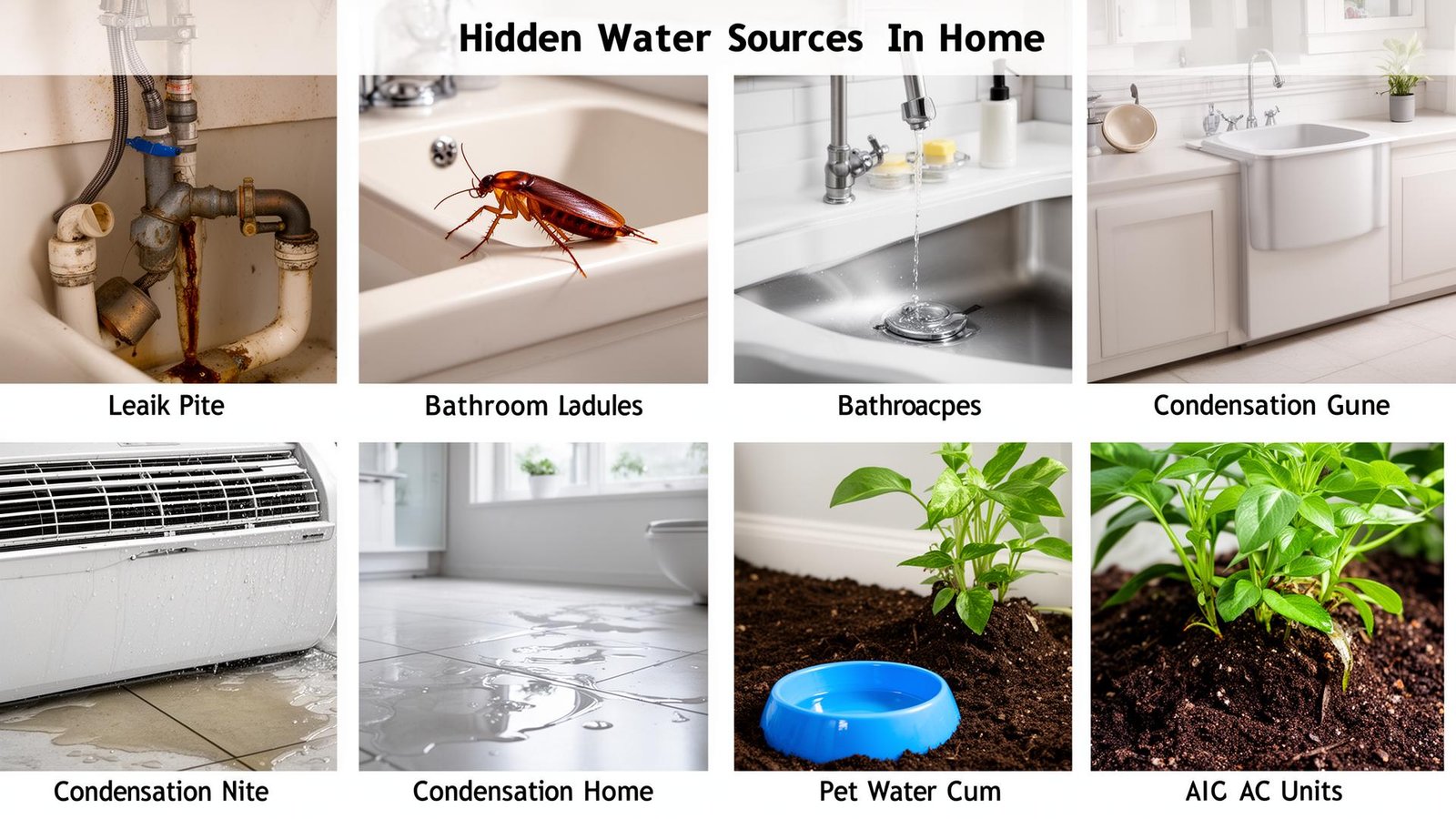 مصادر المياه الخفية التي تجذب الصراصير في المنازل النظيفة