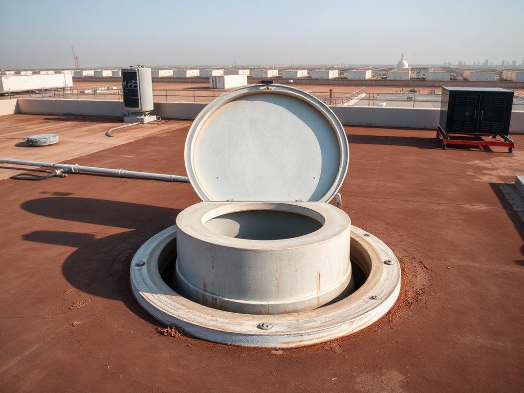 فتحة صيانة وتهوية خزان المياه على السطح