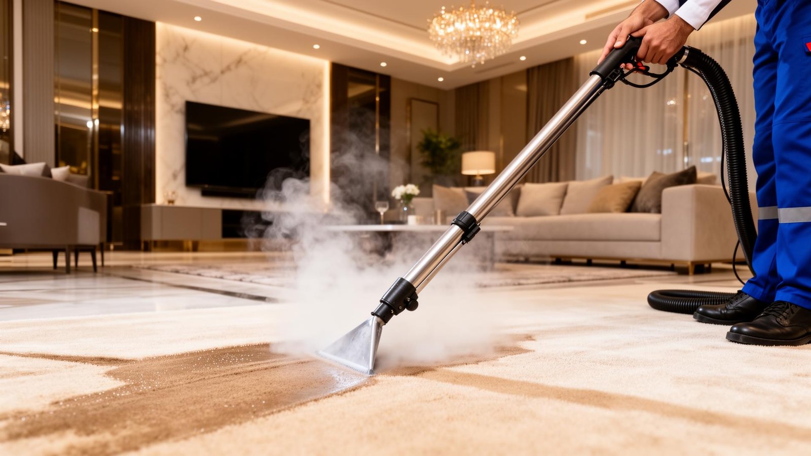 تنظيف السجاد بالبخار في فيلا سعودية