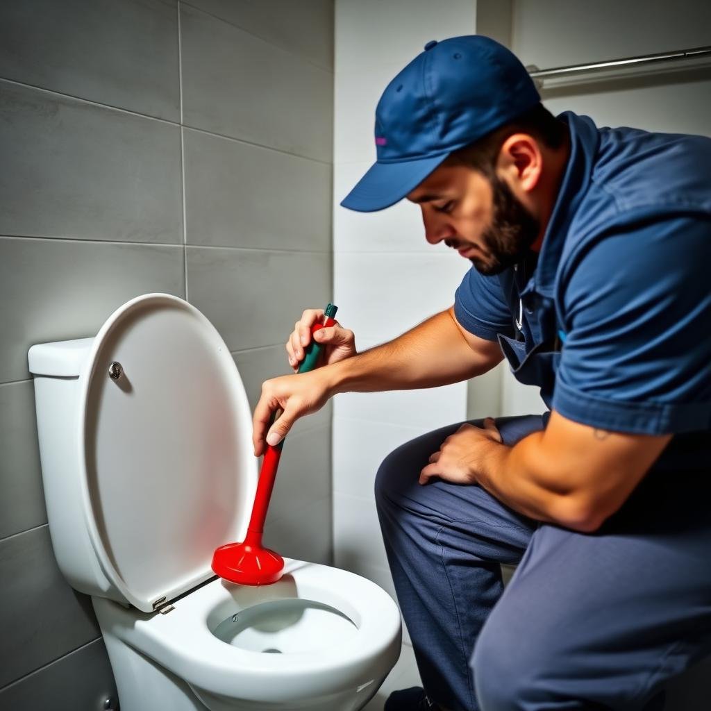 تسليك المرحاض المسدود بالمضخة