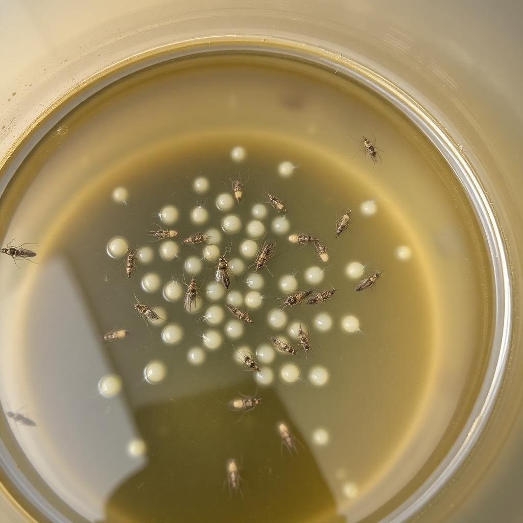 يرقات البعوض في الماء - مكافحة ناموس الخبر