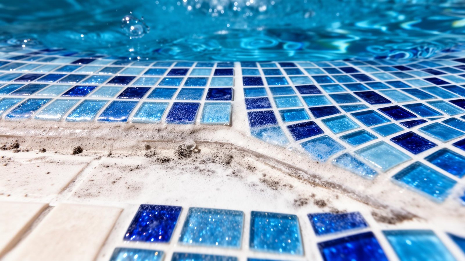 بلاط مسبح نظيف بعد التنظيف الاحترافي