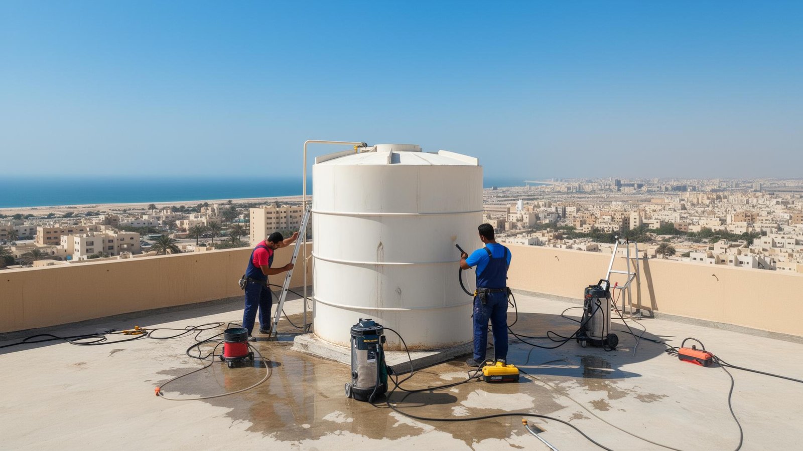 غسيل وتعقيم خزانات المياه في جدة - فريق متخصص بضمان