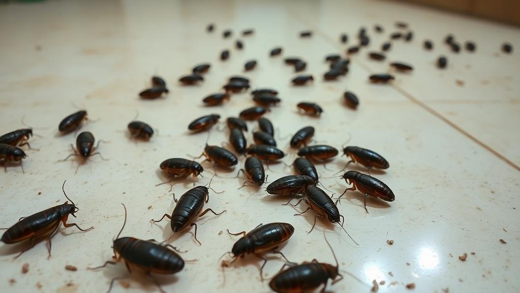 صراصير نافقة بعد علاج مكافحة الحشرات الاحترافي في جدة