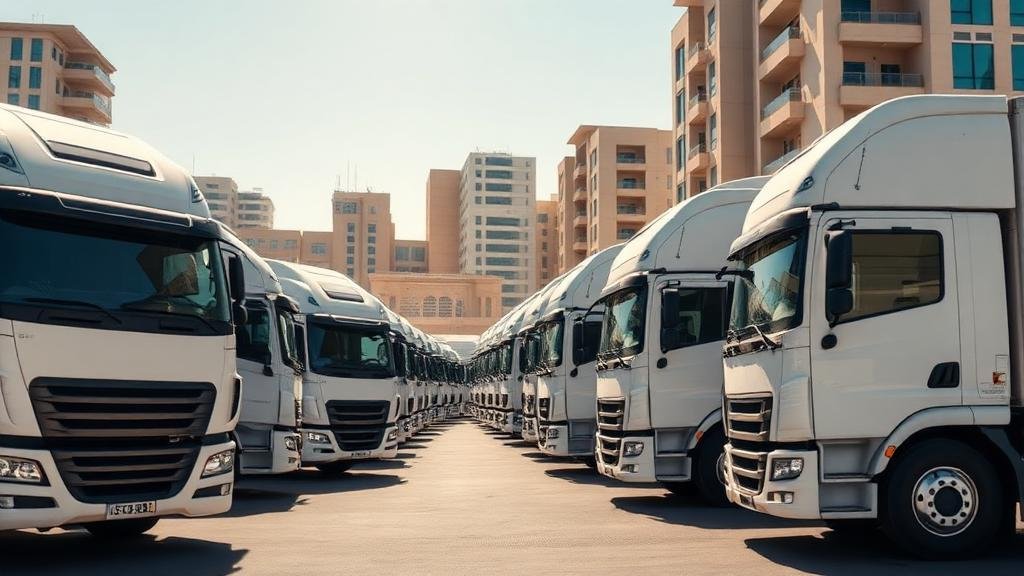 أسطول شاحنات نقل العفش الحديثة التابعة للشهاب كنترول في جدة