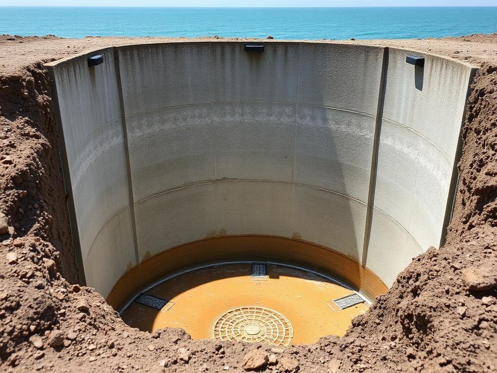 بيارة نظيفة بعد الشفط بجدة - بيارة خرسانية فارغة ومعقمة