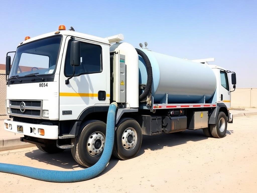 شفط البيارات بجدة - شاحنة شفط متخصصة بخرطوم متصل بالبيارة