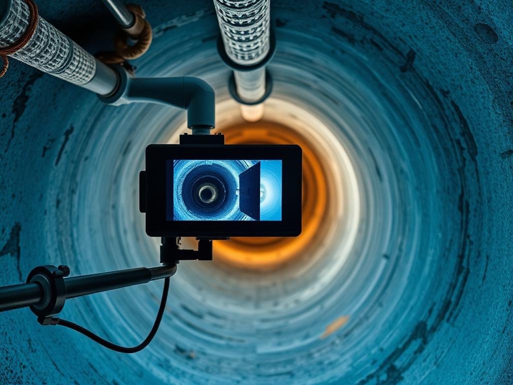فحص المجاري بالكاميرا بجدة - شاشة تعرض داخل الأنبوب بكاميرا CCTV