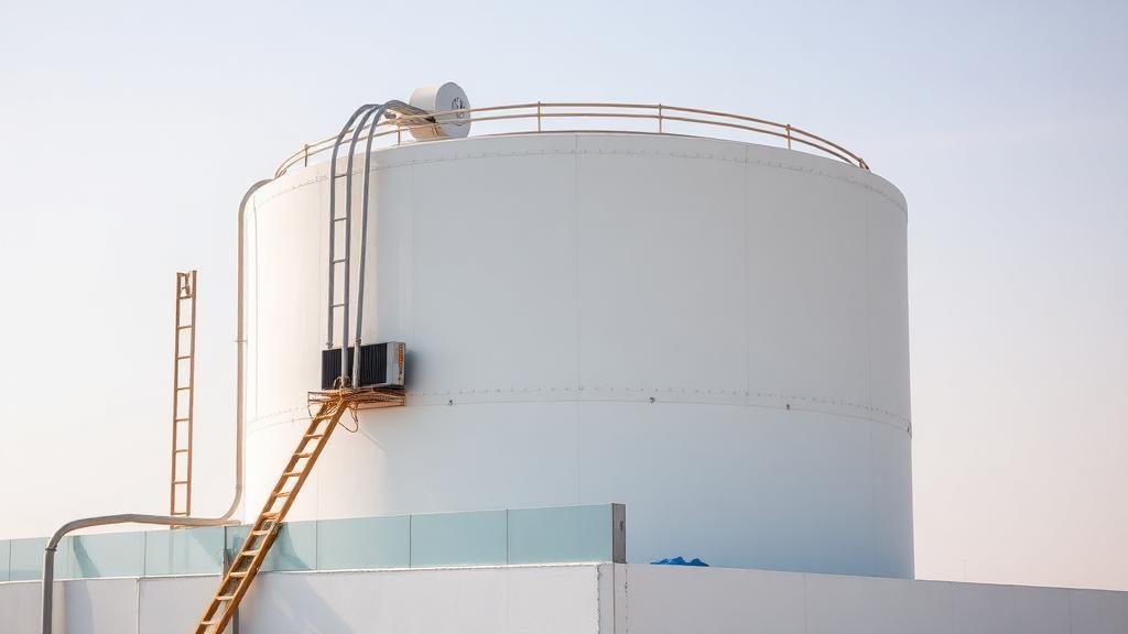 فني يطبق مادة العزل الإيبوكسي على جدران خزان مياه في جدة