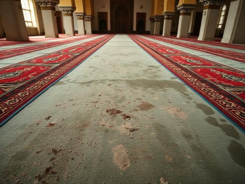 سجاد مسجد متسخ يحتاج تنظيف احترافي عميق