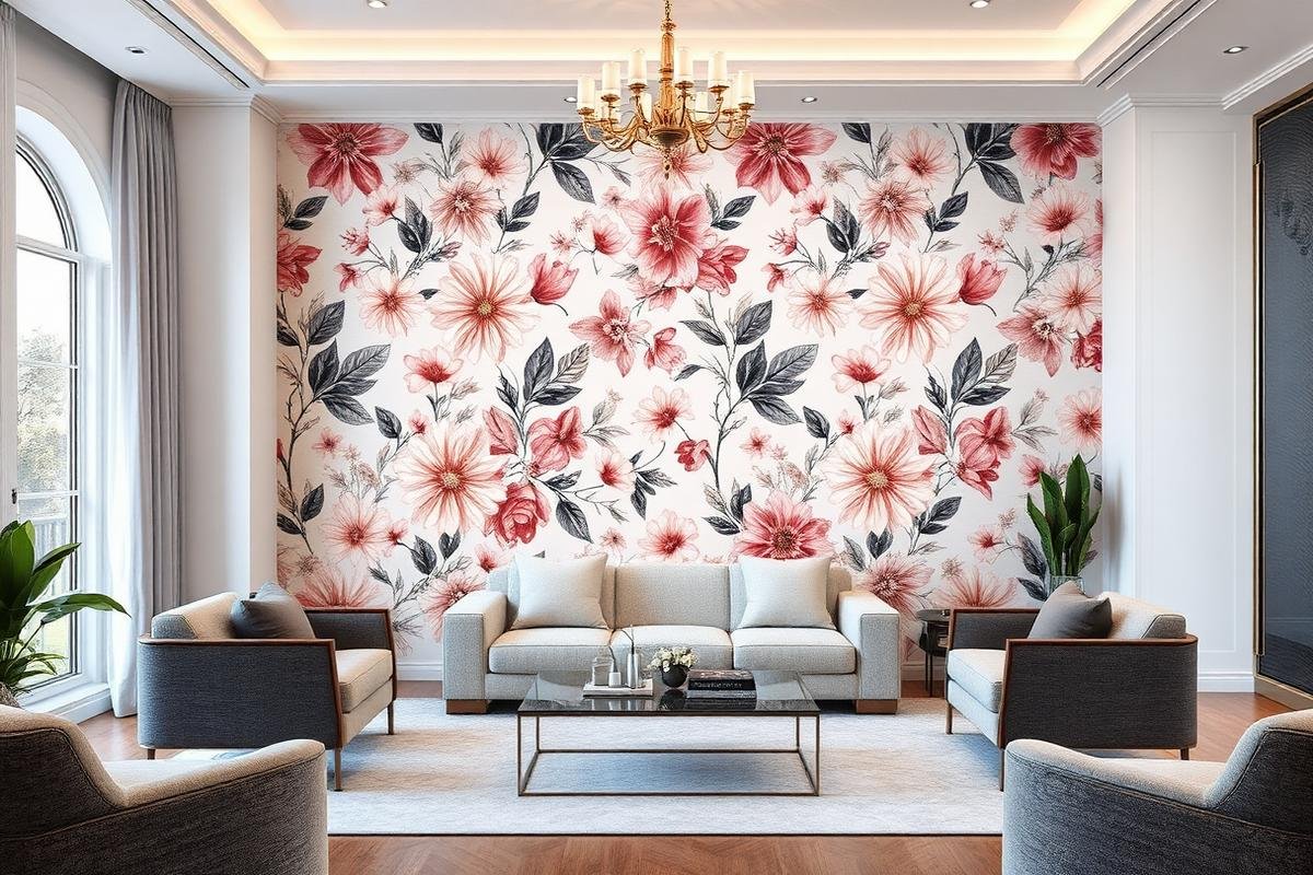 ورق جدران حديث بتصميم زهري