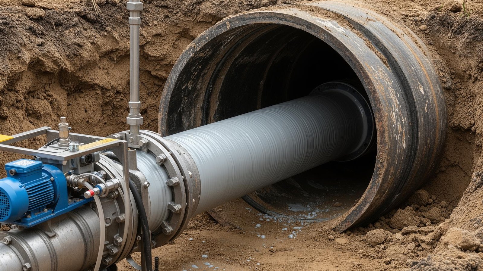 تقنية البطانة الداخلية لإصلاح الأنابيب بدون حفر