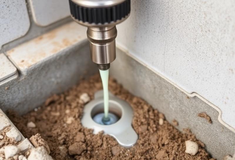 حقن مبيد مكافحة النمل الأبيض في أساسات مبنى بمكة المكرمة