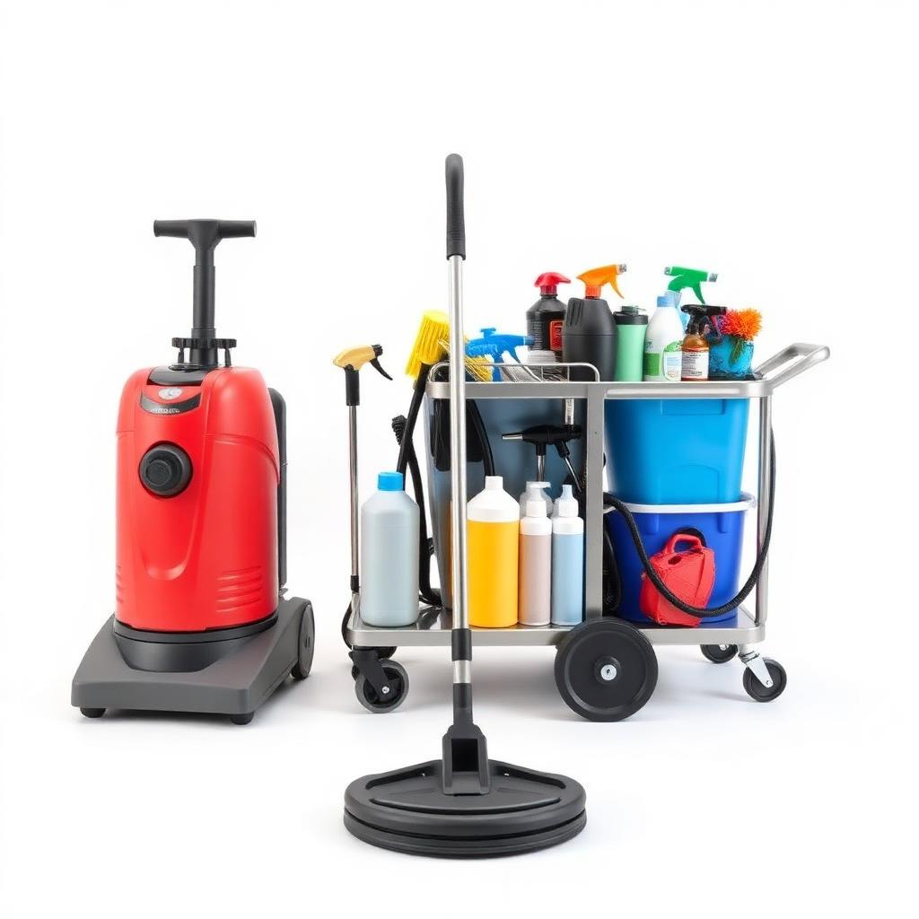 معدات تنظيف فلل احترافية - مكنسة صناعية وآلة جلي