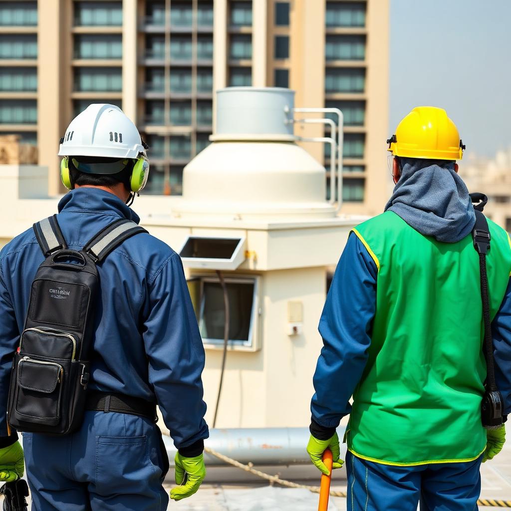 فريق عمل تنظيف خزانات المياه المحترف